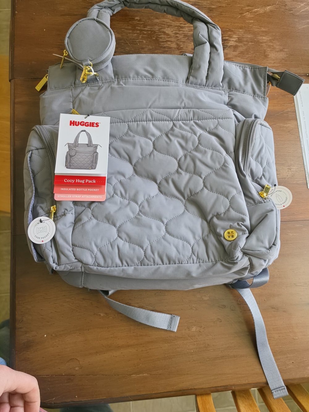 Huggies Cozy Hug Pack Quilted Diaper Bag - Light Gray
